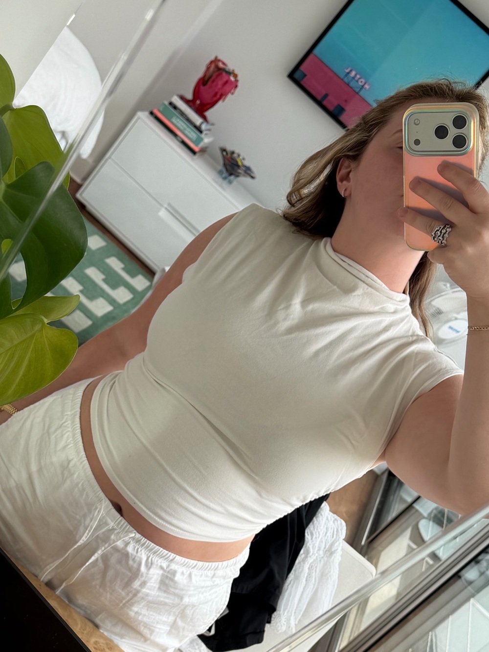 Reformation Cream Short-Sleeve Top